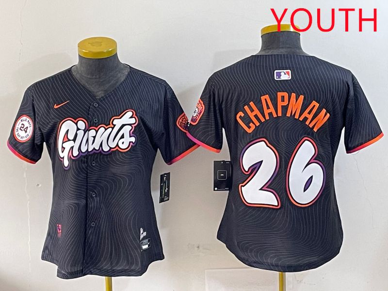 Youth San Francisco Giants #26 Chapman Black Joint Name Nike 2025 MLB Jersey style 8->youth mlb jersey->Youth Jersey